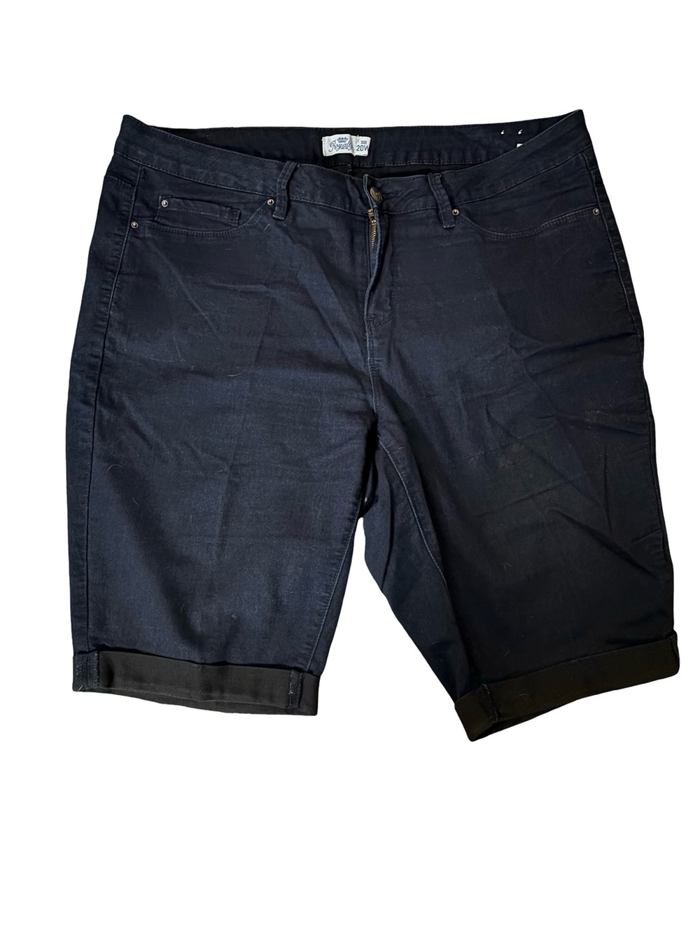 Royalty For Me Navy Roll-Cuff Jean Shorts 20W